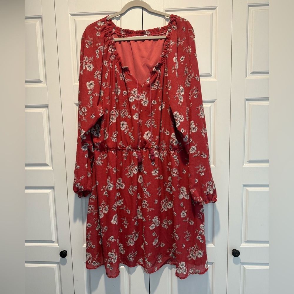 Maurices Floral Red Dress - 3XL